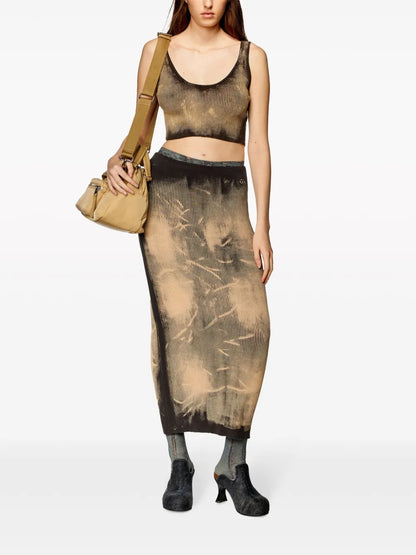 M-Deidra Bleached-Effect Crop Top