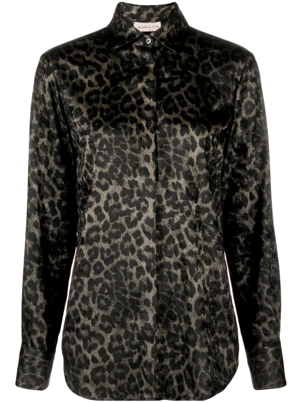 Leopard-Print Satin Shirt
