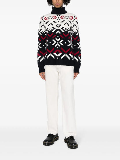 Roll-Neck Intarsia-Knit Jumper