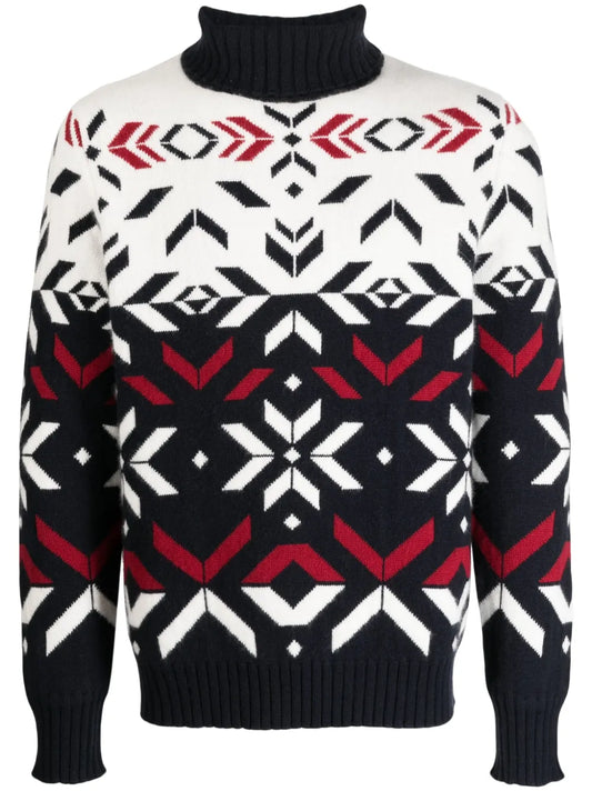 Roll-Neck Intarsia-Knit Jumper