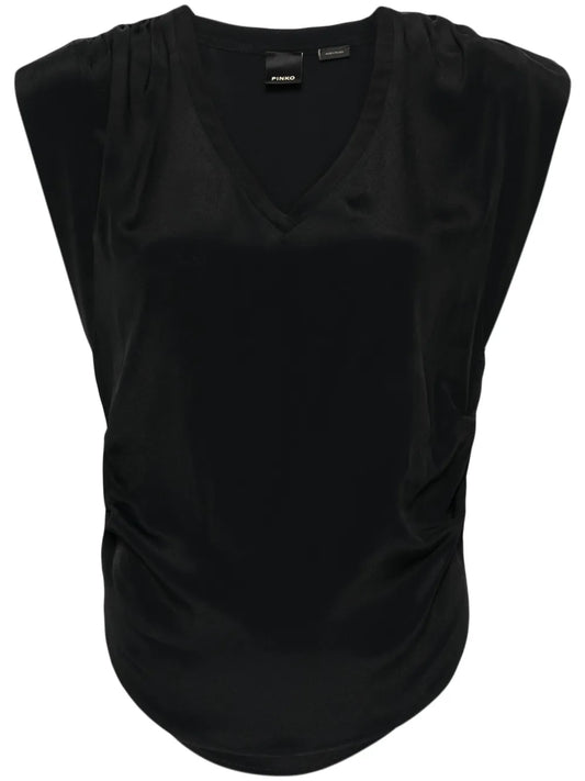 Gathered V-Neck Top