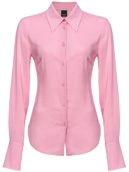 Spread-Collar Semi-Sheer Shirt