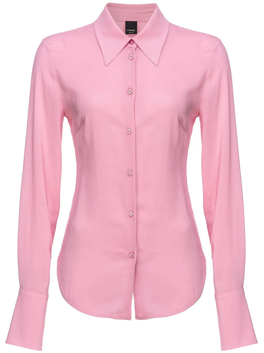 Spread-Collar Semi-Sheer Shirt