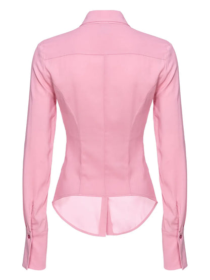 Spread-Collar Semi-Sheer Shirt