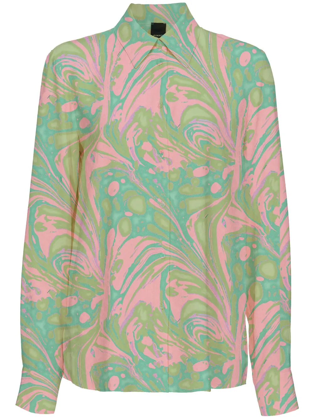 Spread-Collar Abstract-Print Shirt