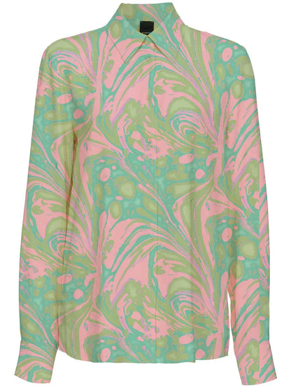 Spread-Collar Abstract-Print Shirt
