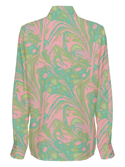 Spread-Collar Abstract-Print Shirt