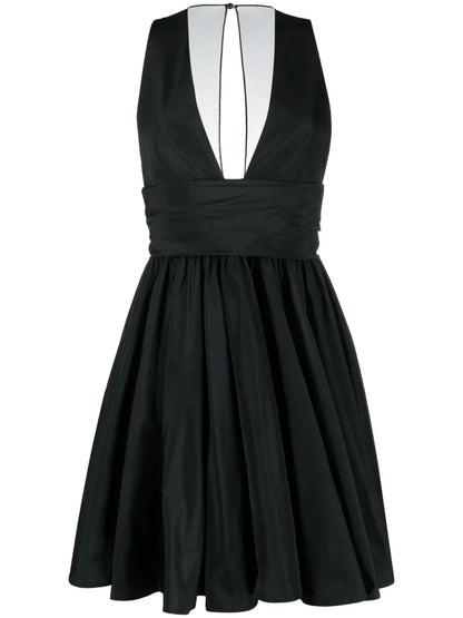 V-Neck Pleated Dress