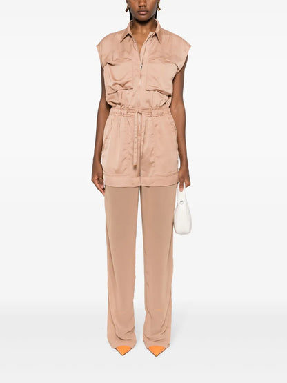 Semi-Sheer Panelled Sleeveless Jumpsuit