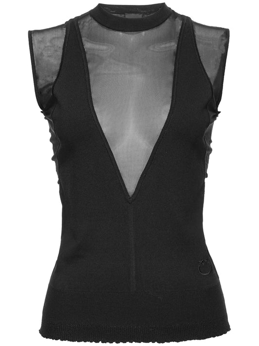Mock-Neck Sheer Top