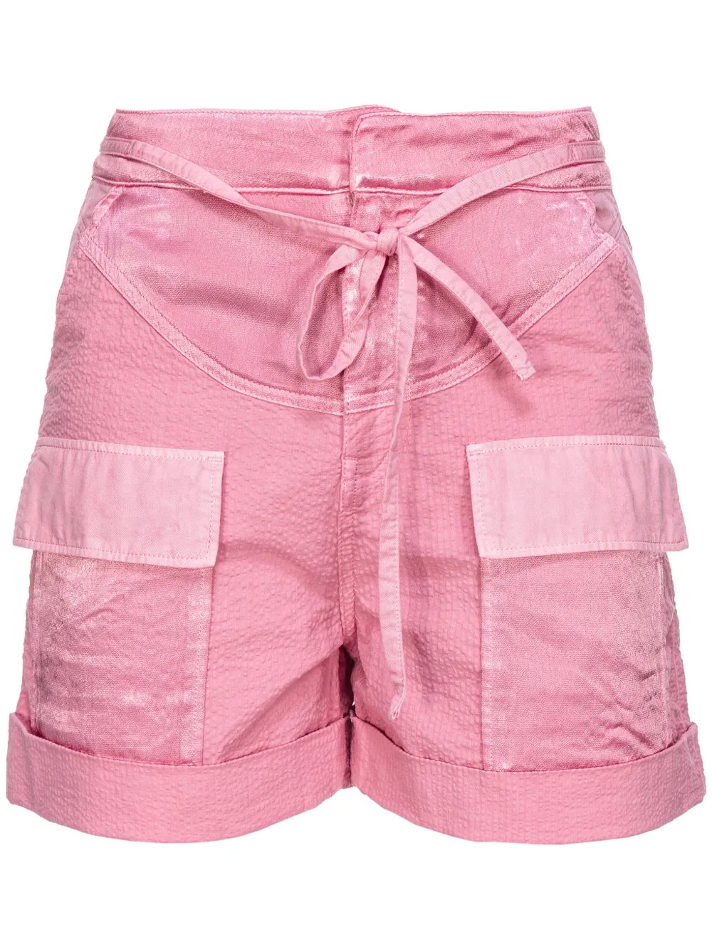 Pocket-Embellished Seersucker Shorts