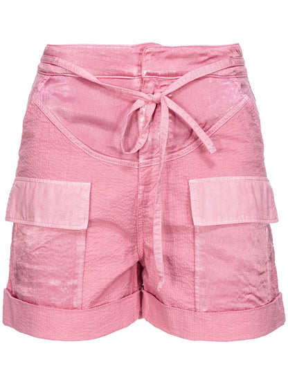 Pocket-Embellished Seersucker Shorts