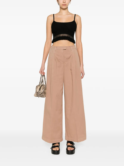 Wide-Leg Cotton Trousers