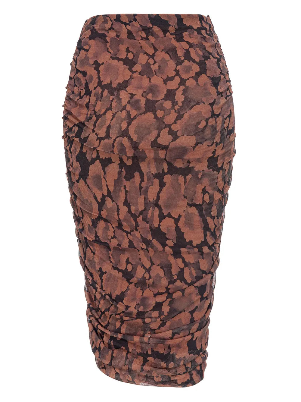 Abstract-Print Ruched Skirt