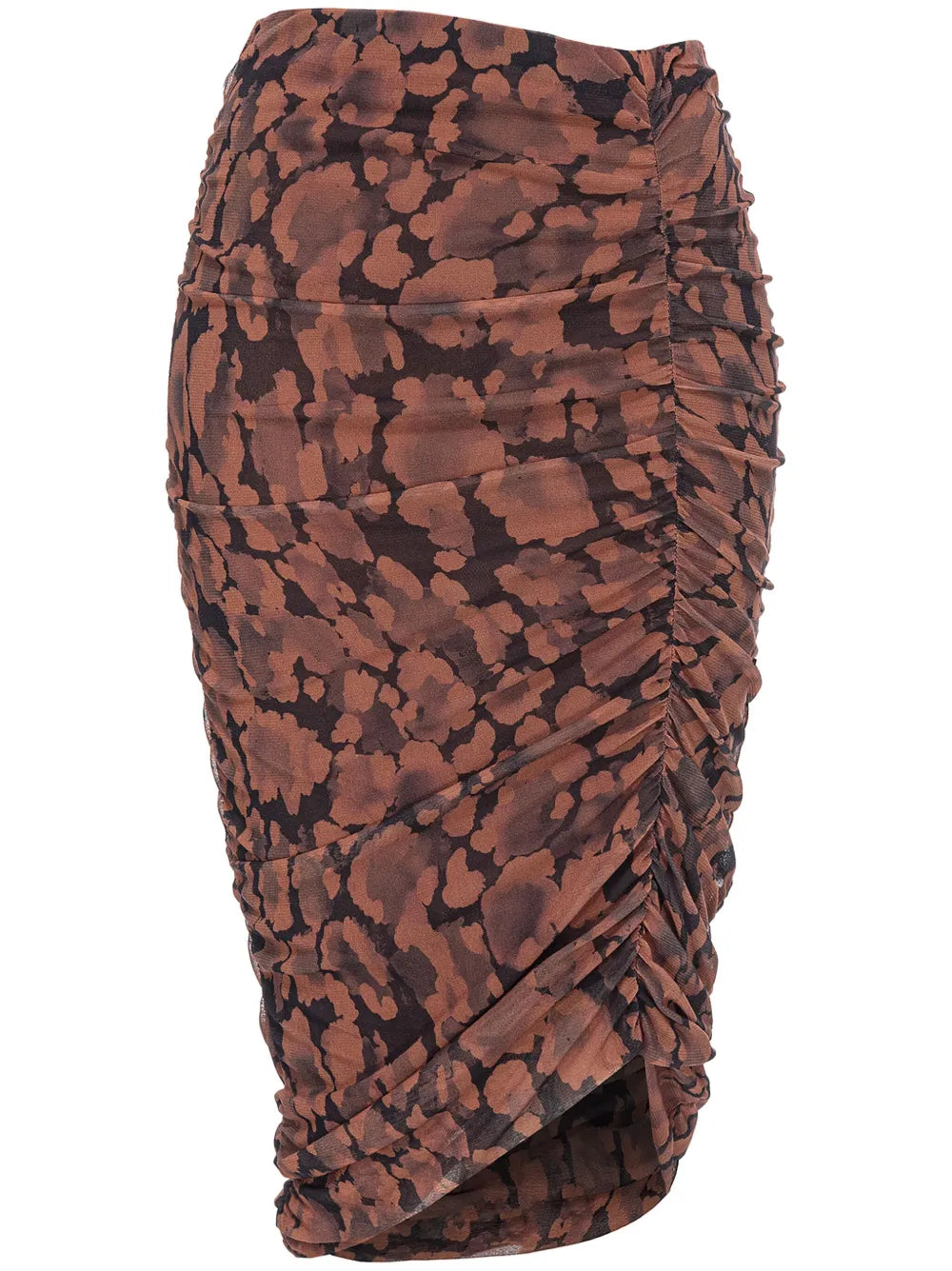 Abstract-Print Ruched Skirt