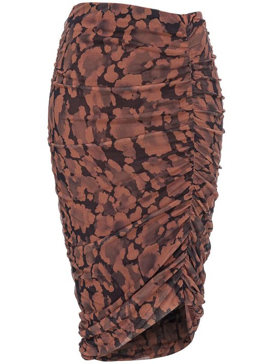 Abstract-Print Ruched Skirt