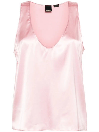 Satin-Finish Sleeveless Top