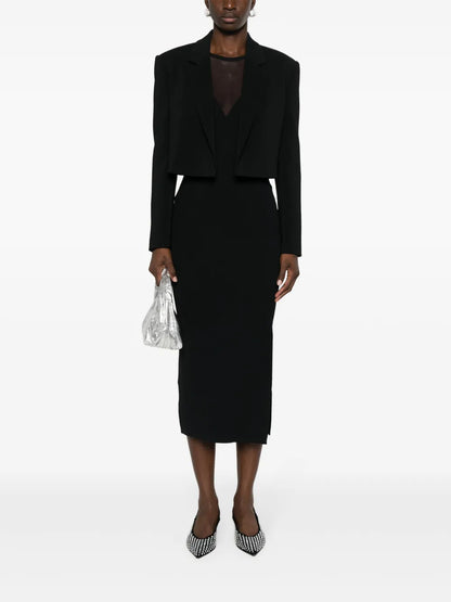 Notched-Lapels Cropped Blazer