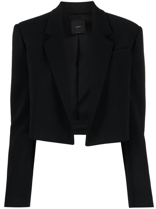 Notched-Lapels Cropped Blazer