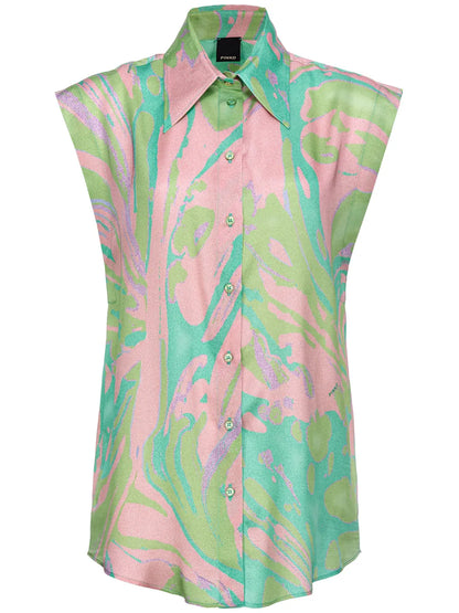 Swirl-Print Sleeveless Shirt