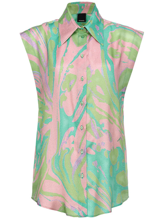 Swirl-Print Sleeveless Shirt
