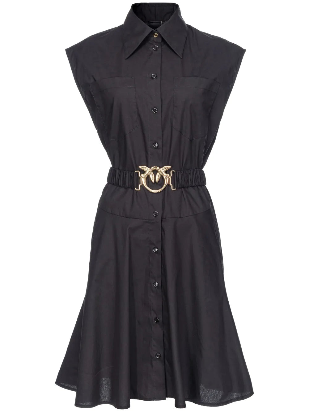 Love Birds-Buckle Cotton Shirtdress