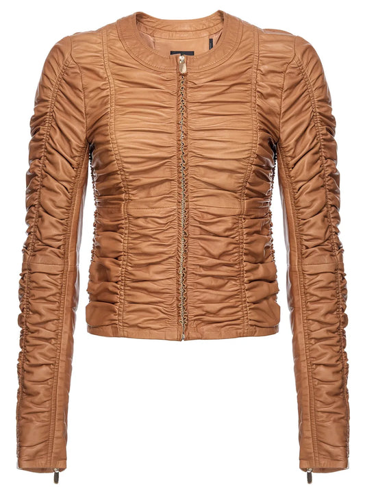 Leather Ruched Jacket