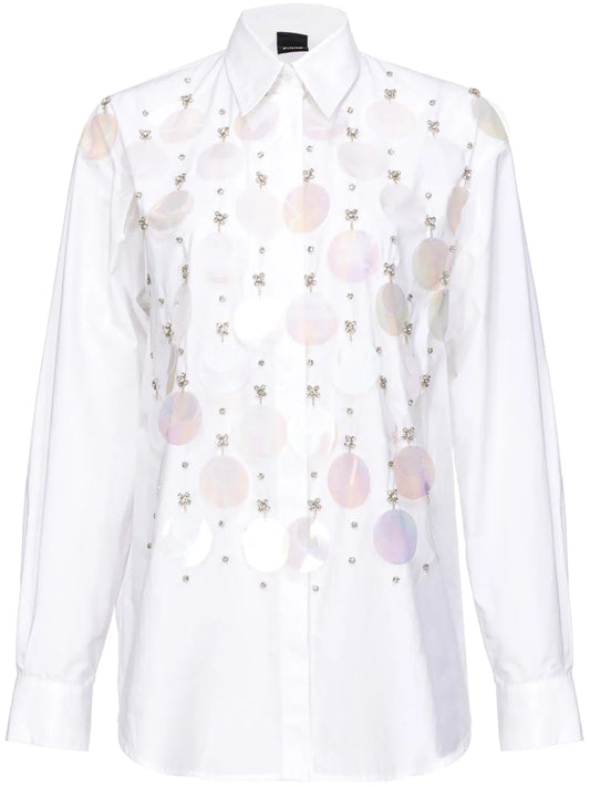 Rhinestone-Embellished Cotton Shirt