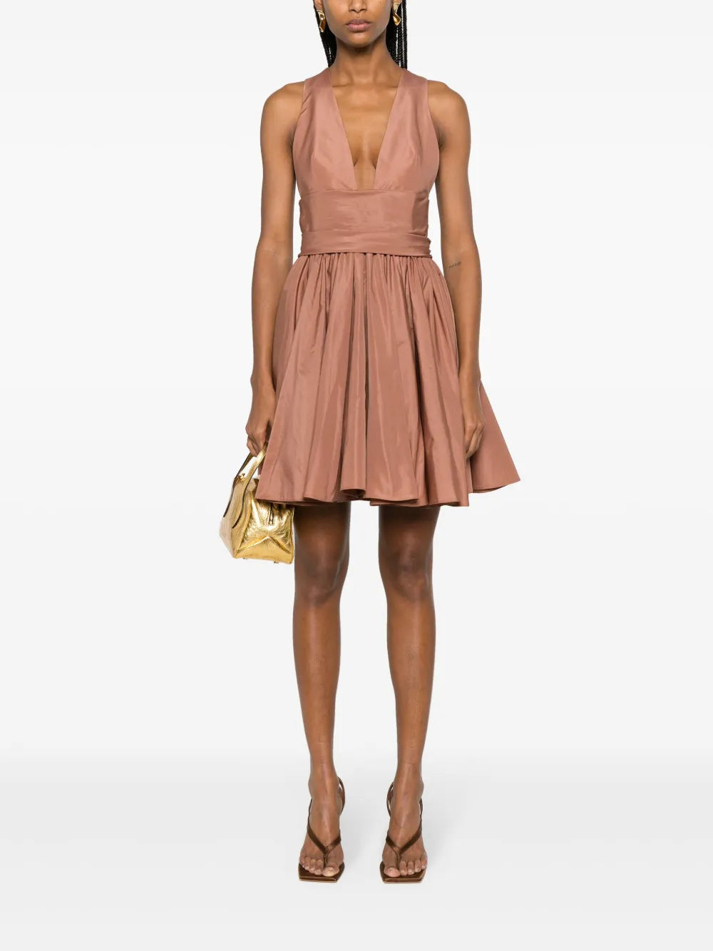 Ruffle-Hem V-Neck Minidress