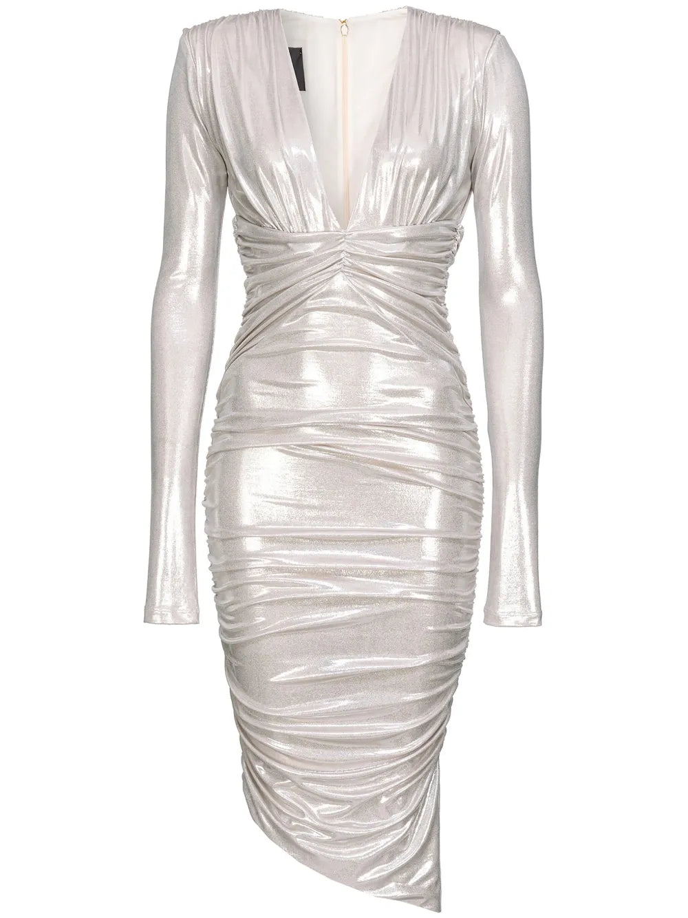 Gathered Metallic Midi Dress