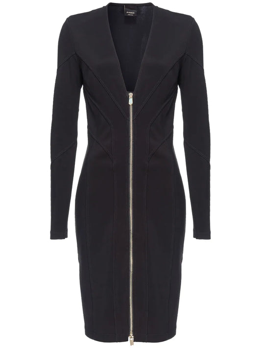 V-Neck Zip-Up Dress