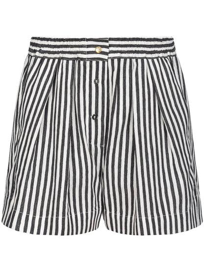Striped Pleated Shorts