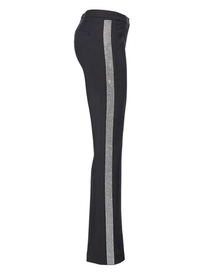 Rhinestone-Embellished Slim-Cut Trousers