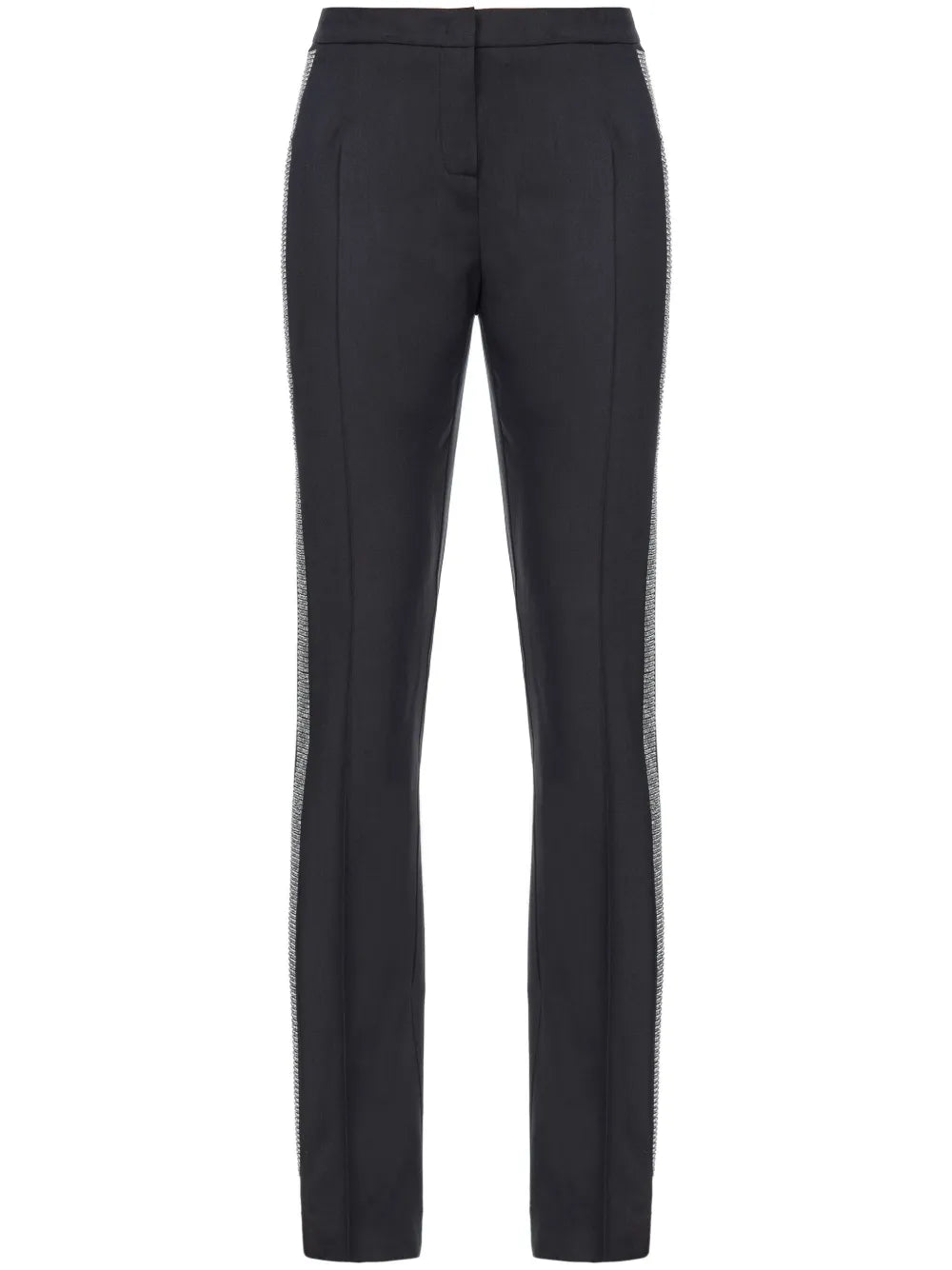 Rhinestone-Embellished Slim-Cut Trousers