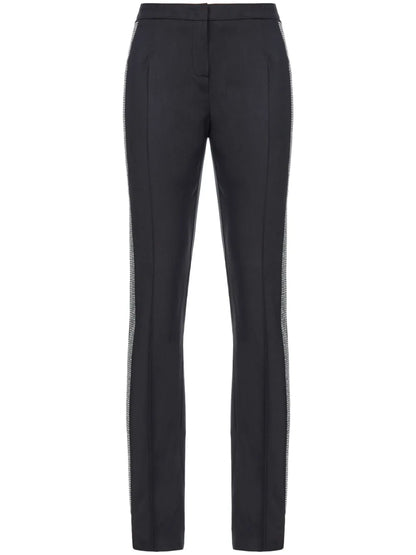 Rhinestone-Embellished Slim-Cut Trousers