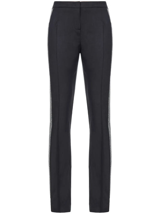Rhinestone-Embellished Slim-Cut Trousers