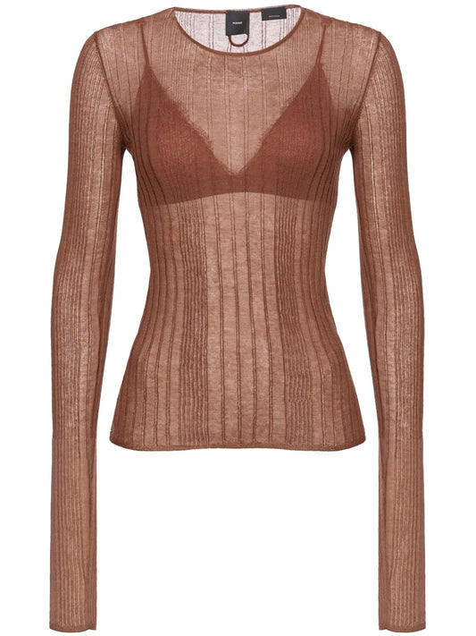 Semi-Sheer Long-Sleeved Top