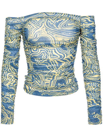 Graphic-Print Off-Shoulder Top