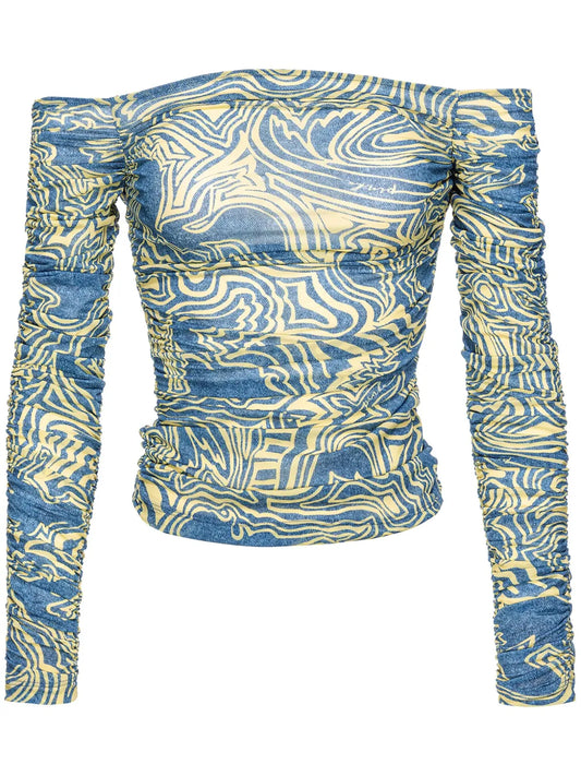 Graphic-Print Off-Shoulder Top