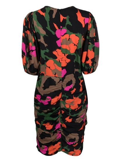 Floral-Print Draped-Detail Dress