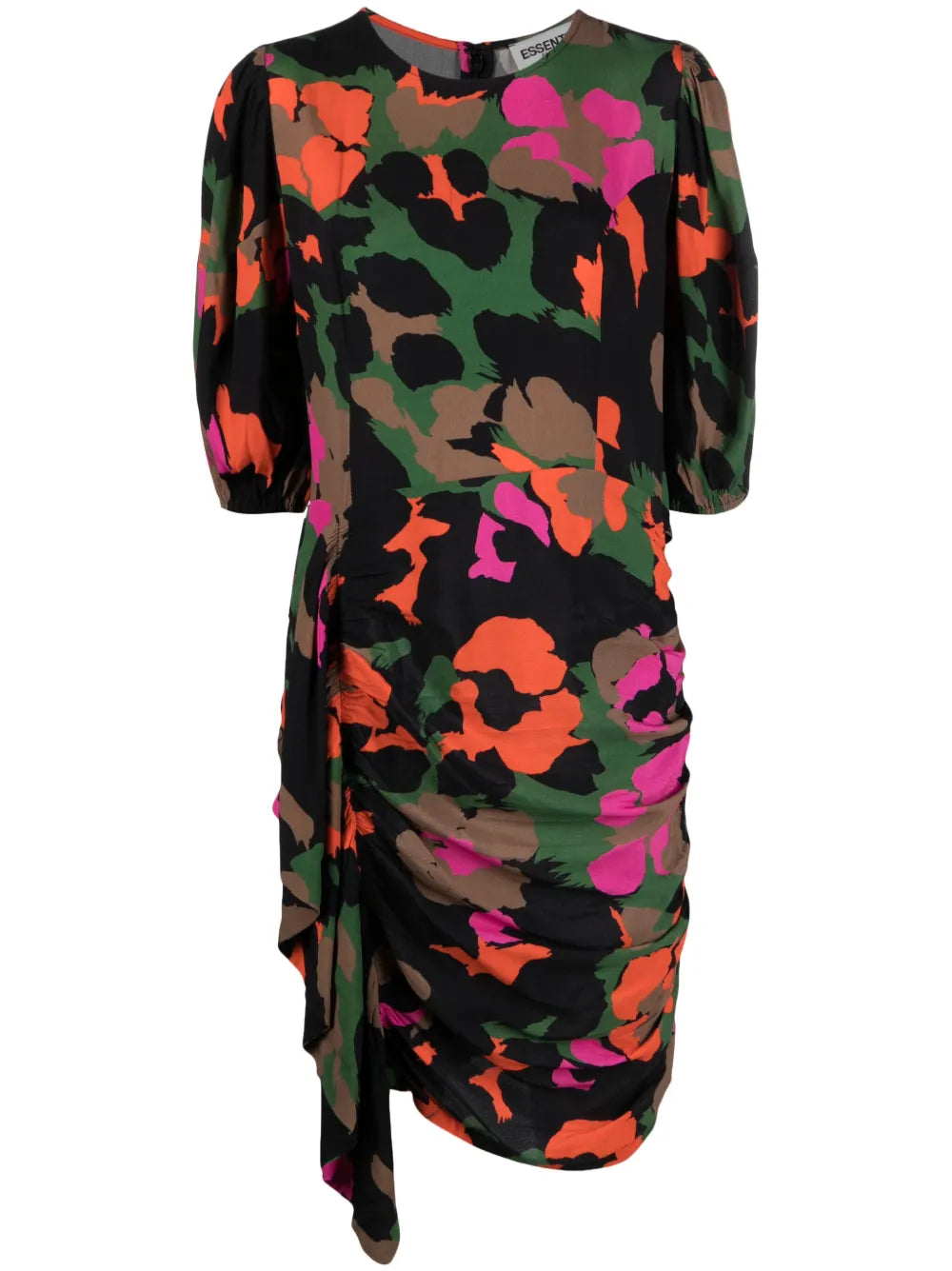 Floral-Print Draped-Detail Dress