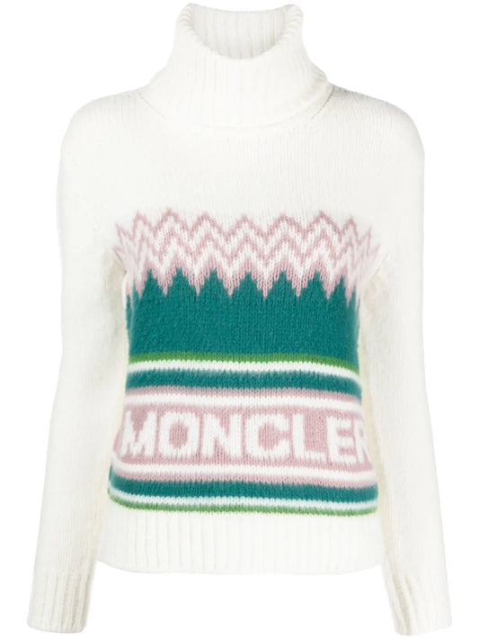 Intarsia Roll-Neck Wool Jumper