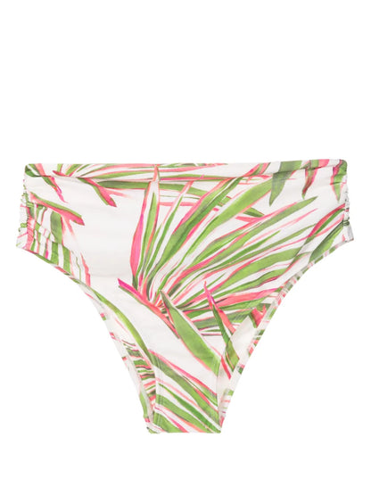 Abstract-Print High-Waist Bikini Bottoms