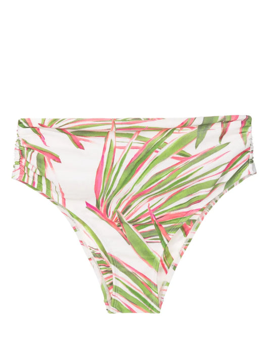 Abstract-Print High-Waist Bikini Bottoms