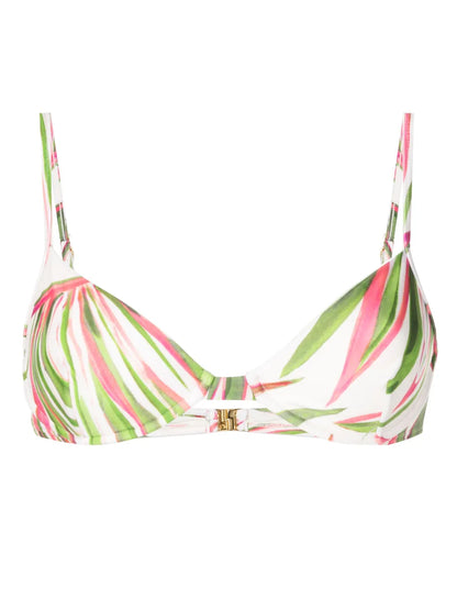 Abstract-Print Triangle-Cup Bikini Top
