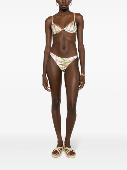 Abstract-Print Triangle-Cup Bikini Top