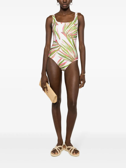 Foliage Open-Back Swimsuit