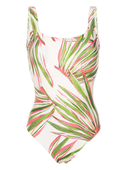 Foliage Open-Back Swimsuit