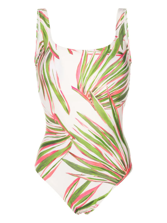 Foliage Open-Back Swimsuit