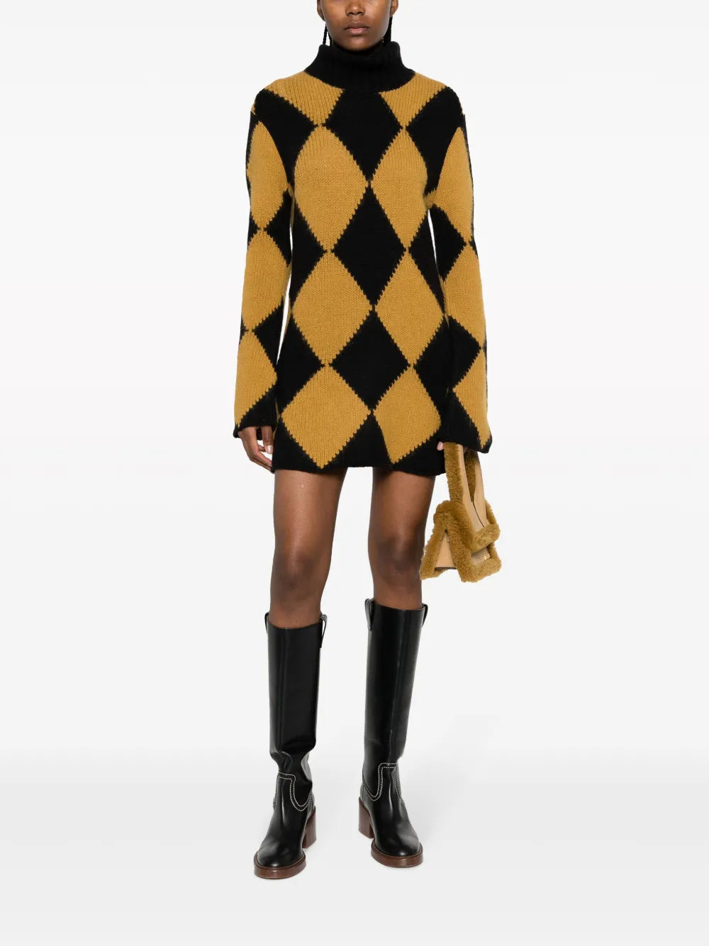 Argyle-Knit Minidress